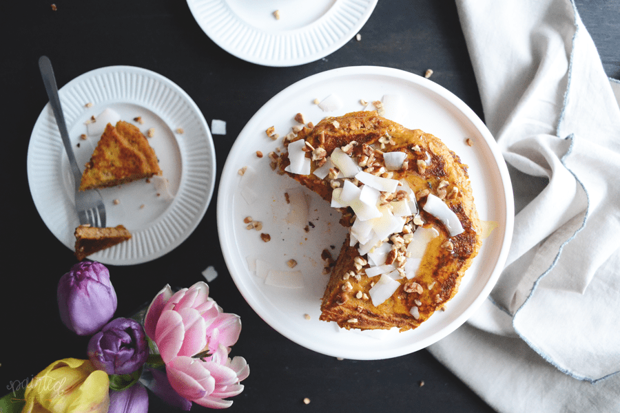 Healthy Pumpkin Pancakes recipe by PaintedFork.com (paleo/gluten free)