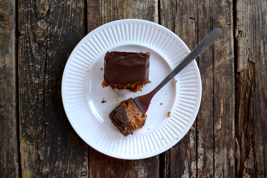 Paleo, gluten-free Triple Layer Chocolate & Pumpkin Pie Bars by Painted Fork
