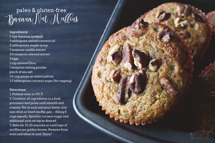Paleo & Gluten-Free Banana Nut Muffins, recipe by PaintedFork.com