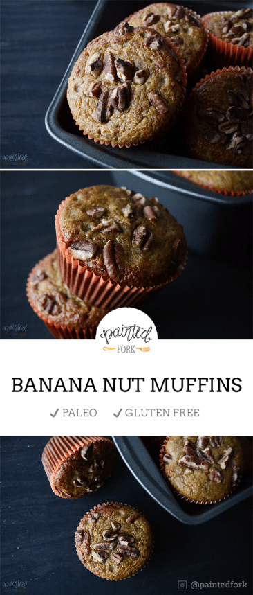 Paleo & Gluten-Free Banana Nut Muffins, recipe by PaintedFork.com